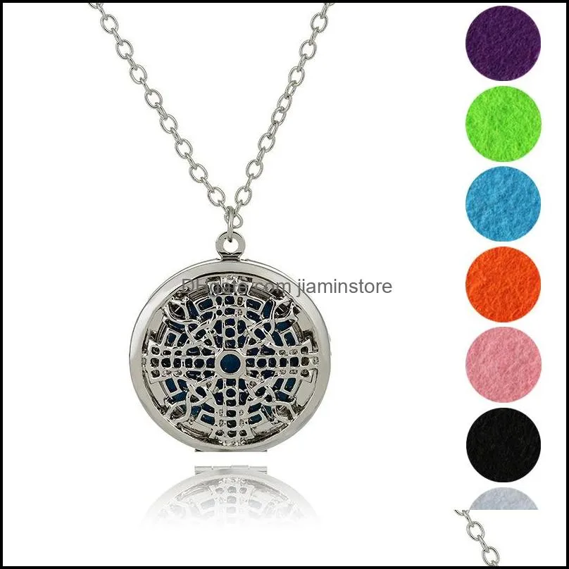 18 styles  oil diffuser necklaces opening hollow floating aromatherapy locket pendant link chain for women fashion jewelry