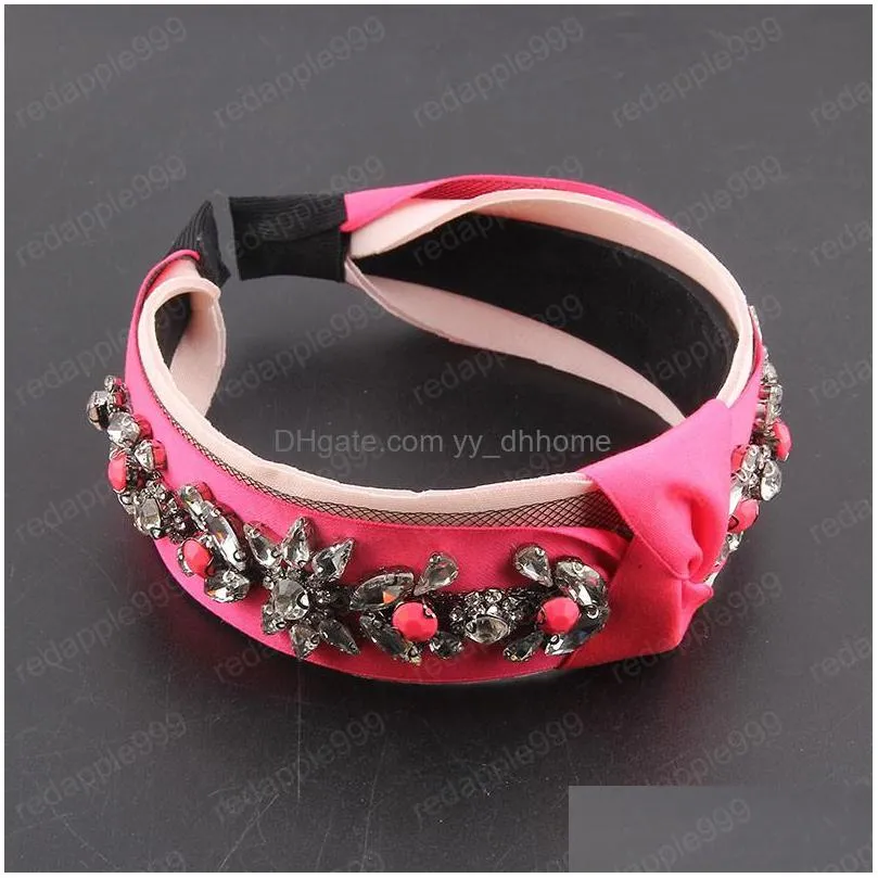 fashion inlaid rhinestone color slippery silk fabric headband ladies street travel gift hair accessories