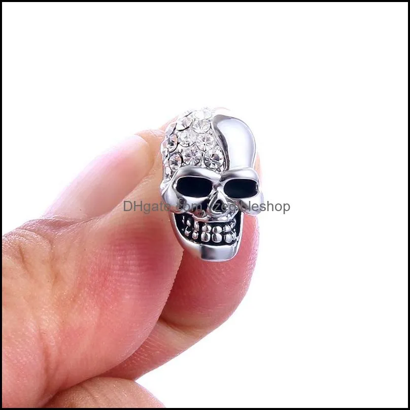 skeleton stud earrings for women men jewelry halloween ear post antique silver color skull 1 pair