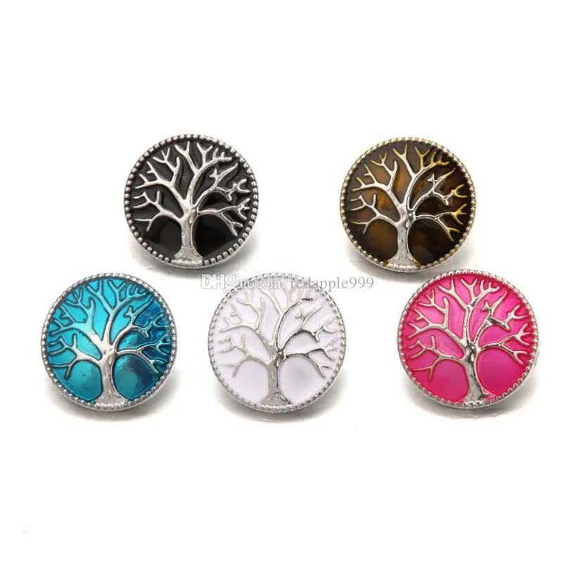 fashion tree of life 18mm snap button jewelry enamel process noosa chunks diy ginger snap button charms bracelet necklace