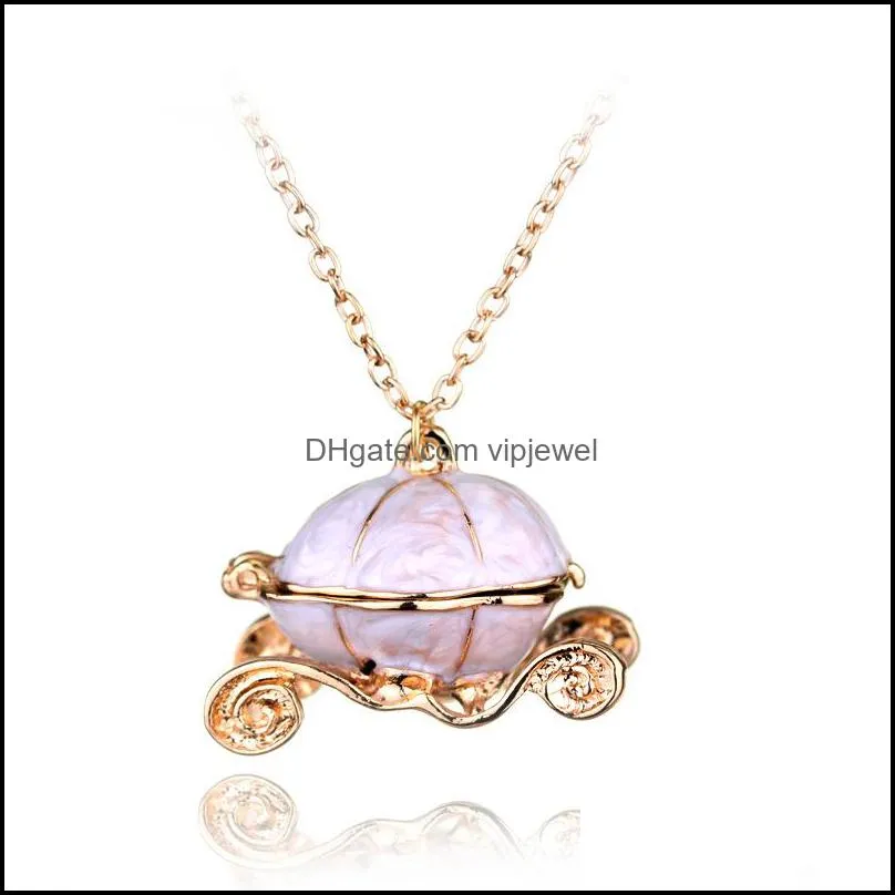  fashion gold color magic pumpkin car long chain pendant necklace women party club personalized boho choker necklace jewelry vipjewel