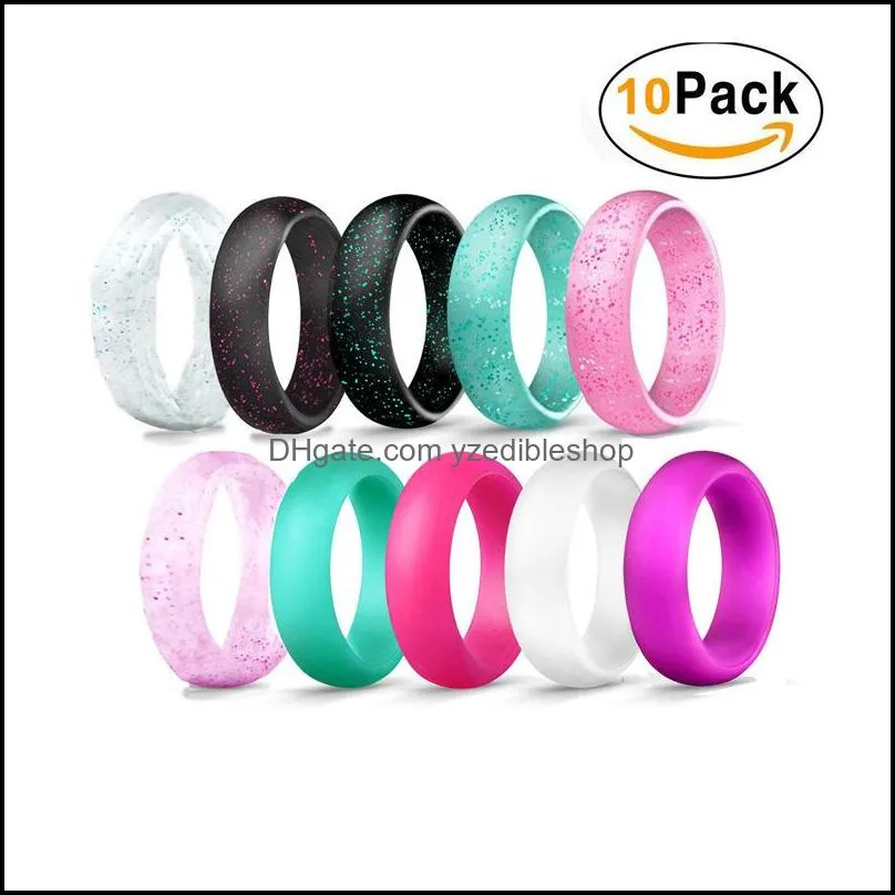 creative 5.7mm silicone women men jewelry ring rubber bands flexible charm finger gothic wedding ring gift hypoallergenic 10pcs/set