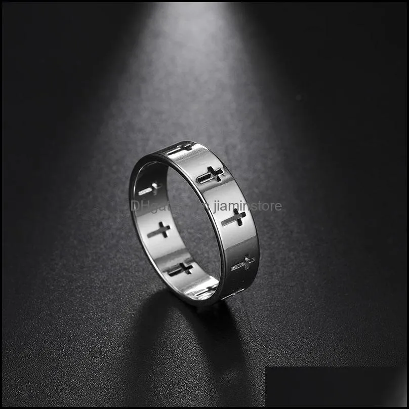 punk stainless steel rings for women geometric cross ring statement lock charms men rings jewelry