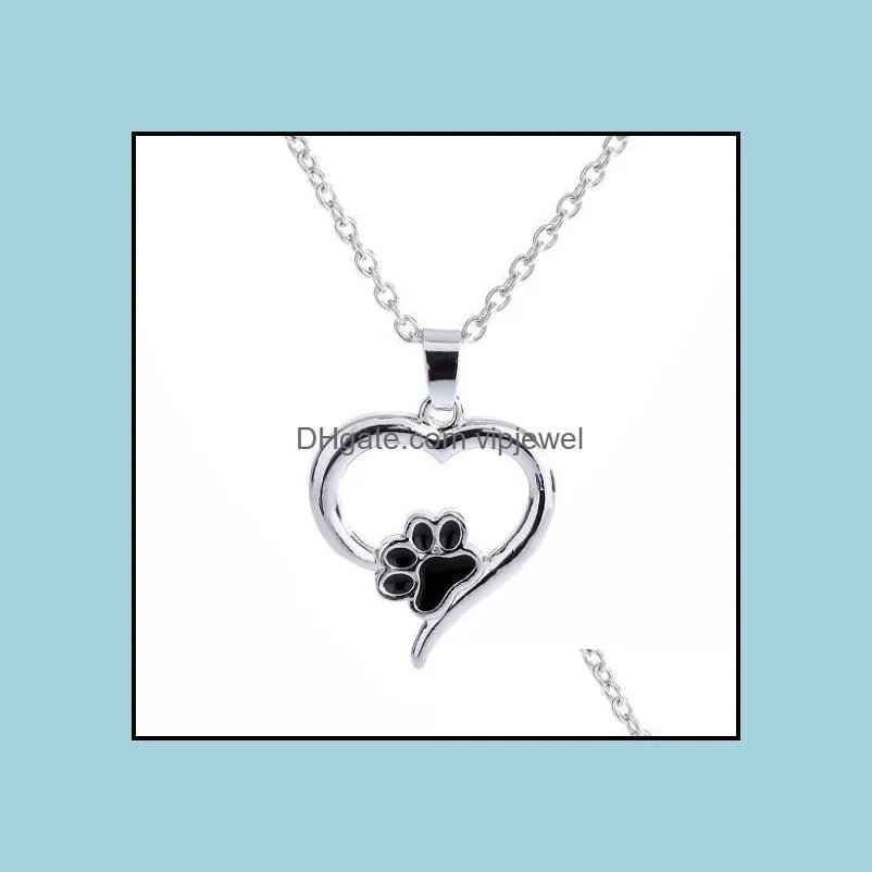 heart necklace cute animal dog love heart hollow pet paw footprint necklaces for women girls jewelry cute heart shaped dog claw vipjewel