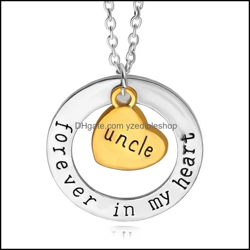 forever in my heart necklaces for women family member grandpa grandma mom dad daughter son love heart pendant chains fashion jewelry