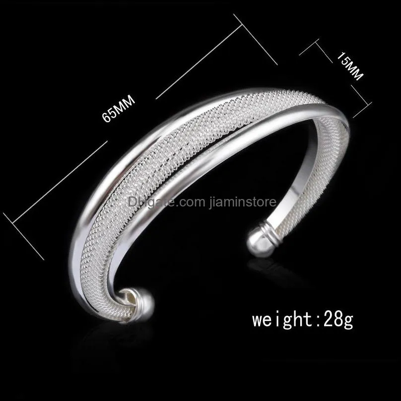  925 sterling silver mesh cuff bracelets 5 design womens double wire twisted open bangle for ladies hypoallergenic fashion jewelry