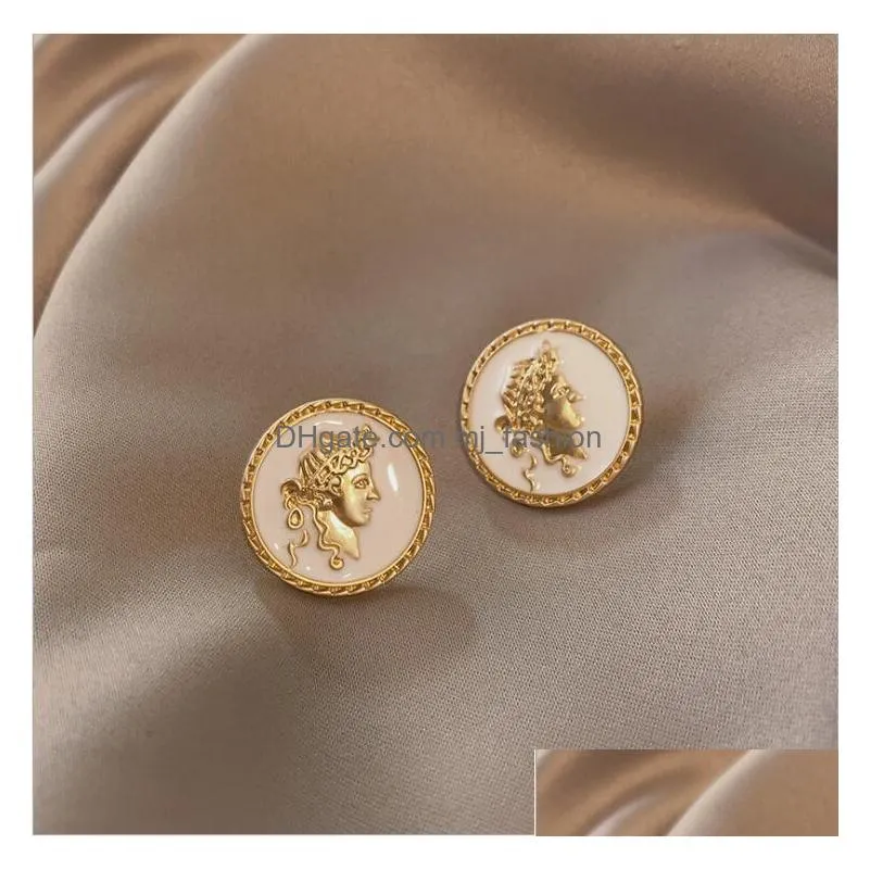 fashion jewelry s925 silver post earrings coin character stud earrings