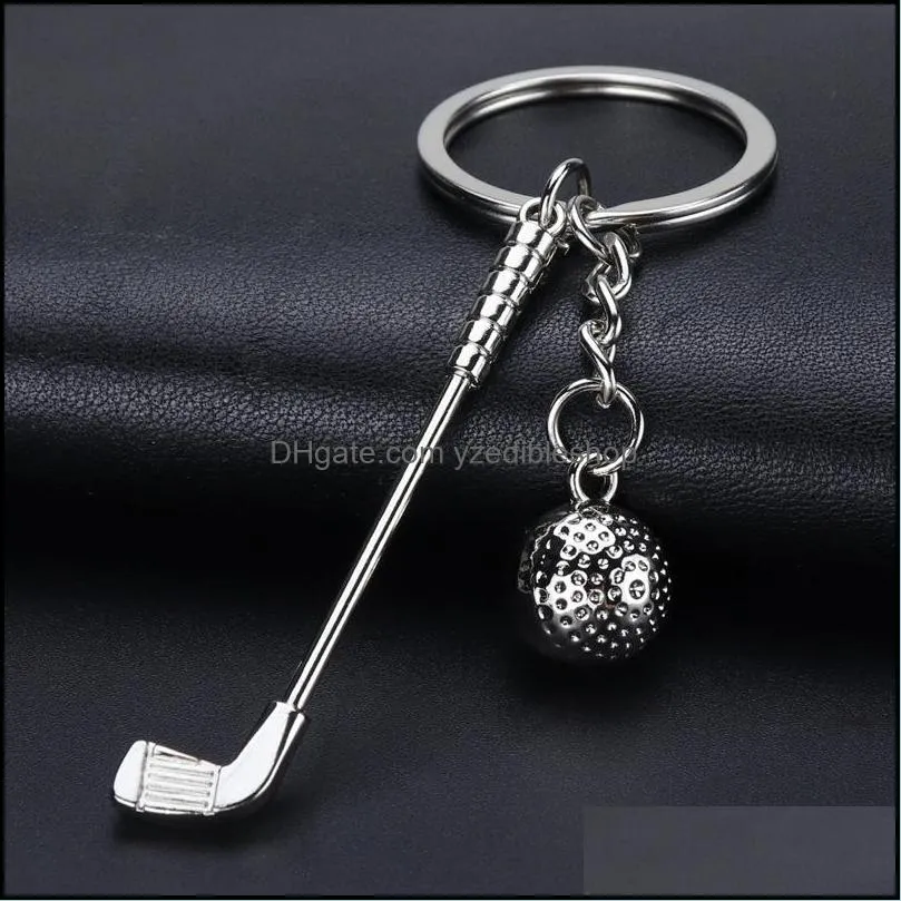 3d golf cart ball keychains top grade metal keychain car key chain key ring sporting goods sports gift for souvenir keyring