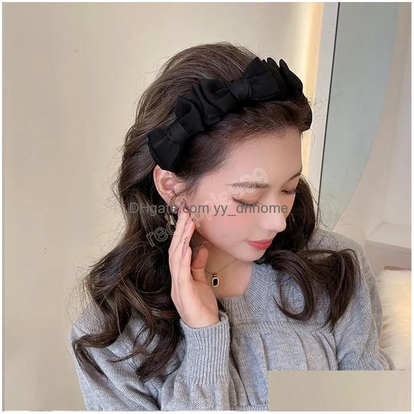 sweet korean bow fold bezel headwear women headband girls kawaii hair bands hairband hoop for party hair accessories