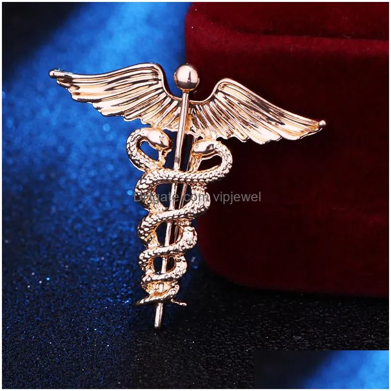 fashion jewelry pins vintage star of life medical logo brooch for man woman angel wing snakes brooches