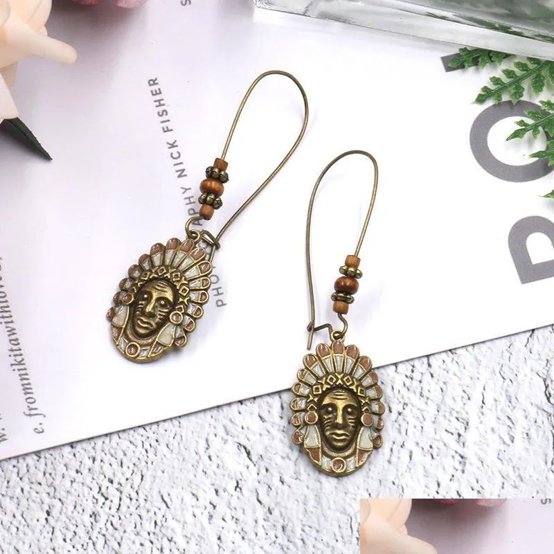 fashion jewelry vintage earrings indian character pendant dangle earrings