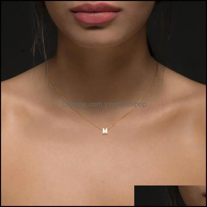 fashion tiny initial necklace gold silver color cut letters single name choker necklaces for women pendant jewelry gift