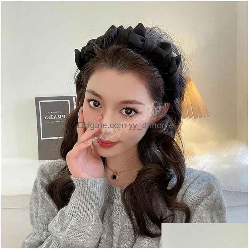 sweet korean bow fold bezel headwear women headband girls kawaii hair bands hairband hoop for party hair accessories