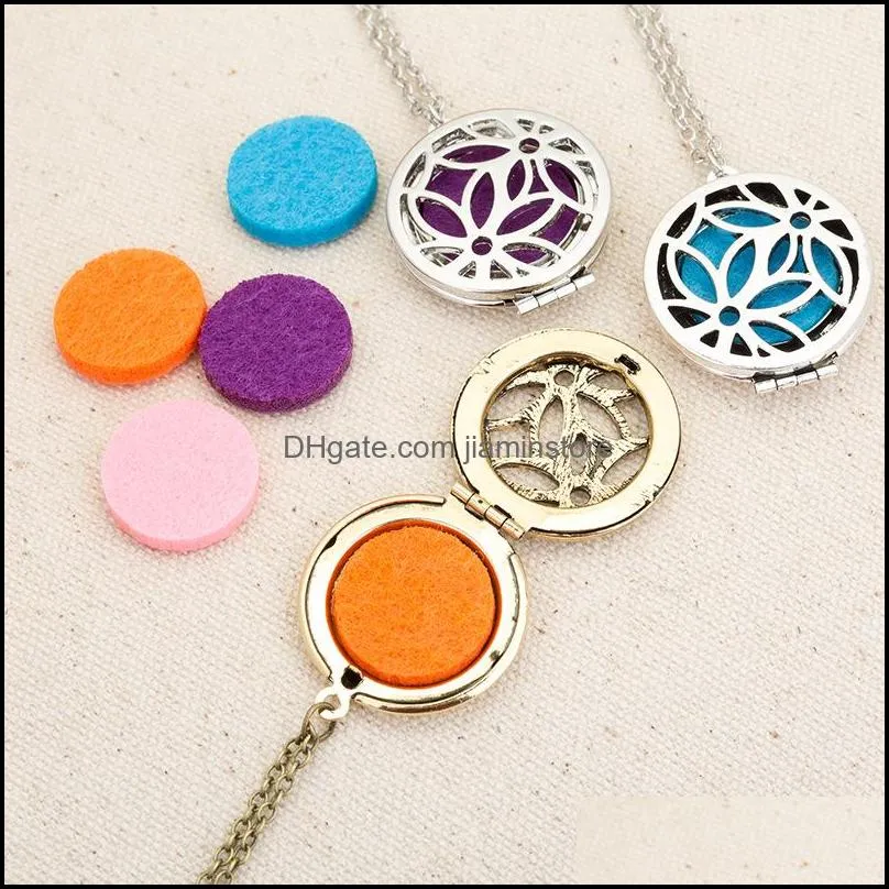 18 styles  oil diffuser necklaces opening hollow floating aromatherapy locket pendant link chain for women fashion jewelry