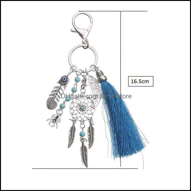 fashion opal stone natural for women metal key rings bag charm fashion boho jewelry feather keychain