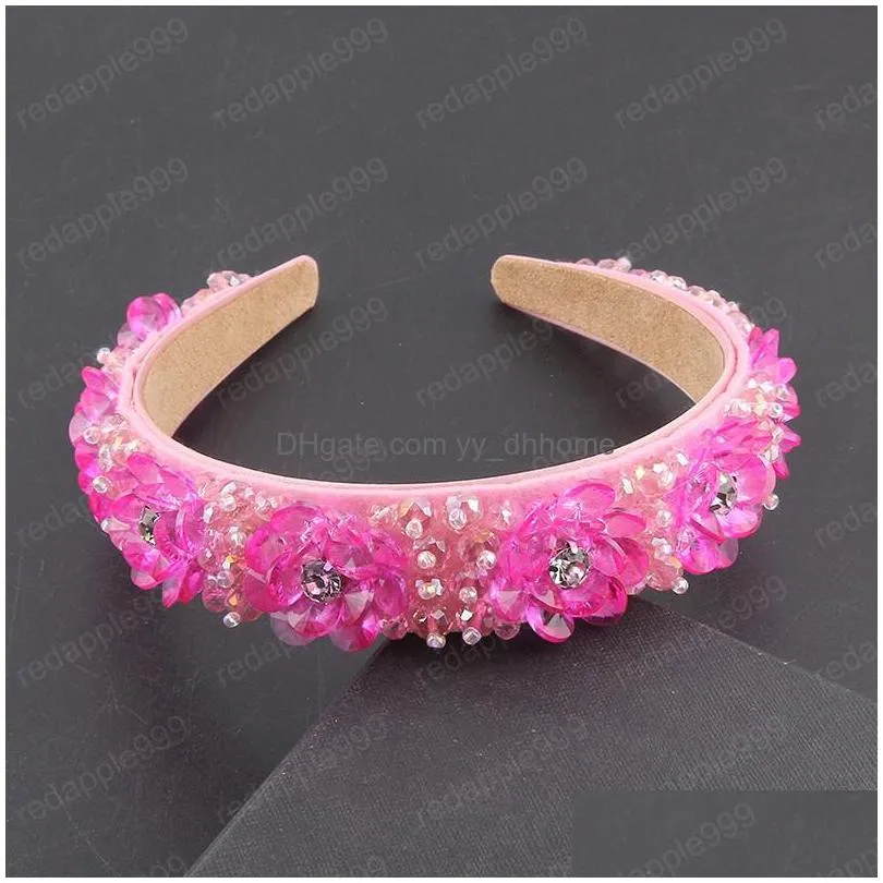 fashion transparent crystal flower inlaid rhinestone personality headband ladies beach travel gifts hair accessories