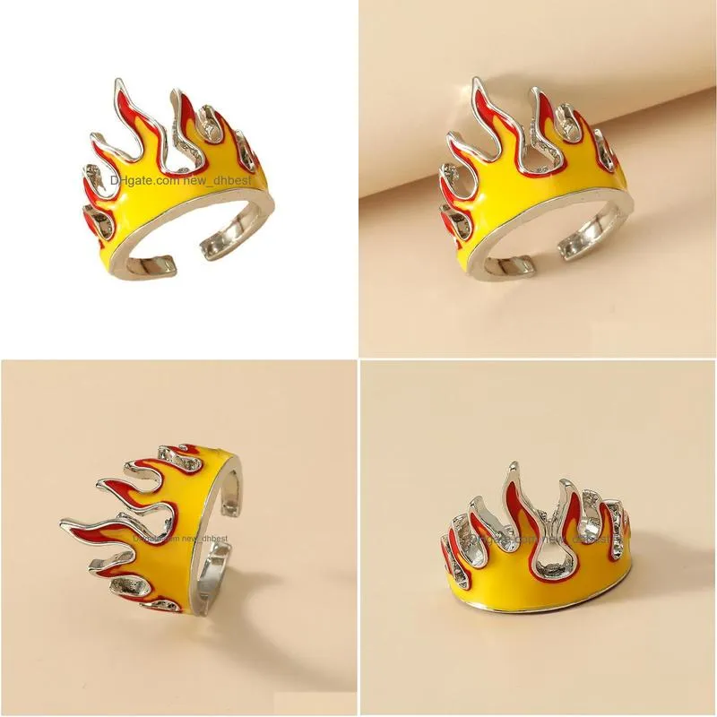 fashion jewelry hipster hip hop ring flame opening adjustable rings