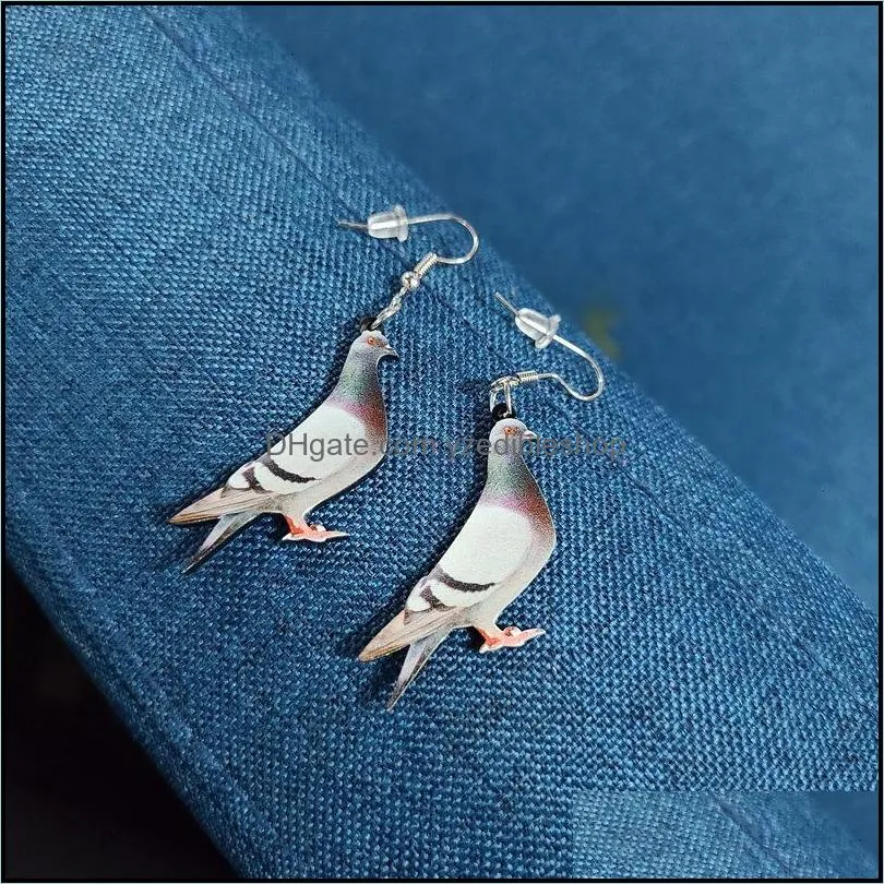 cute acrylic bird charm earrings for women funny hummingbird pigeon  owl parrot animal drop earring novelty jewelry