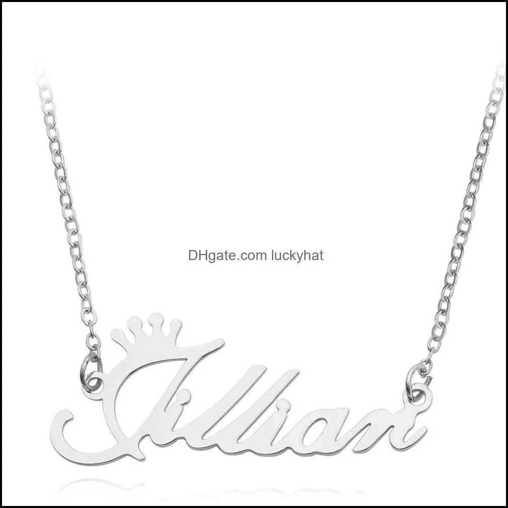 personalized custom english name necklaces bracelet for women men stainless steel letter pendant charm gold silver chains fashion