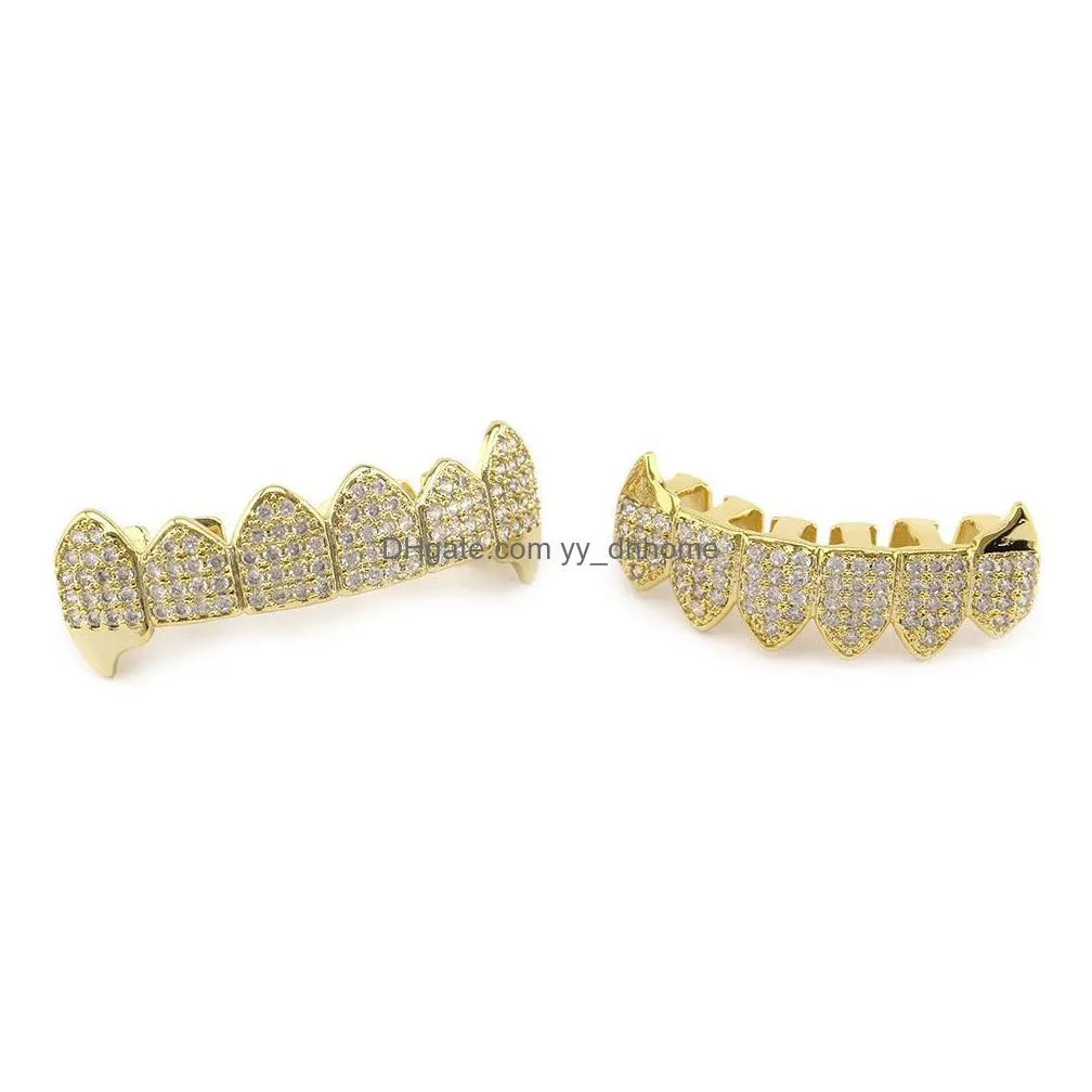 hip hop teeth grillz set top bottom grills dental punk men tooth rapper jewelry