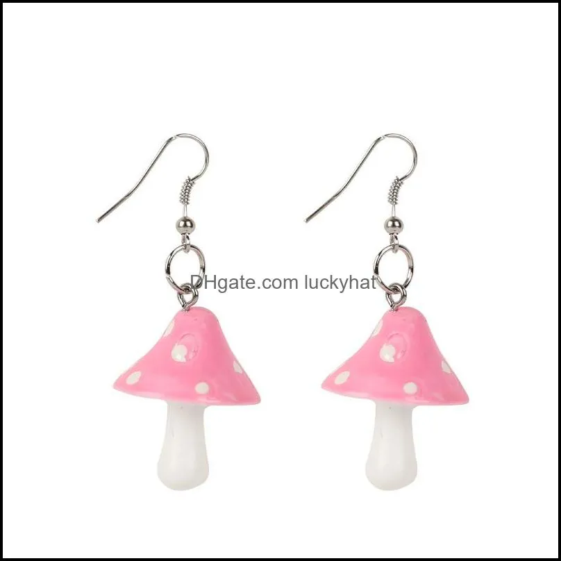 fashion women dangle chandelier sweet  handmade plastic simulation mushroom long pendant earring jewelry accessories gift