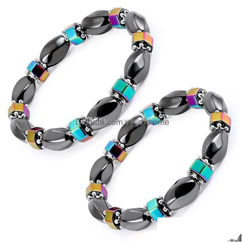 magnetic hematite bracelets ab color alloy black gallstone beads bracelet for woman man