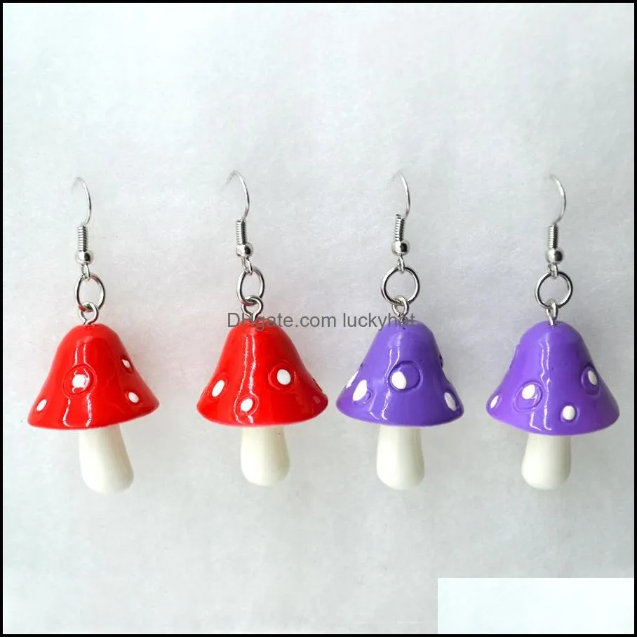 fashion women dangle chandelier sweet  handmade plastic simulation mushroom long pendant earring jewelry accessories gift