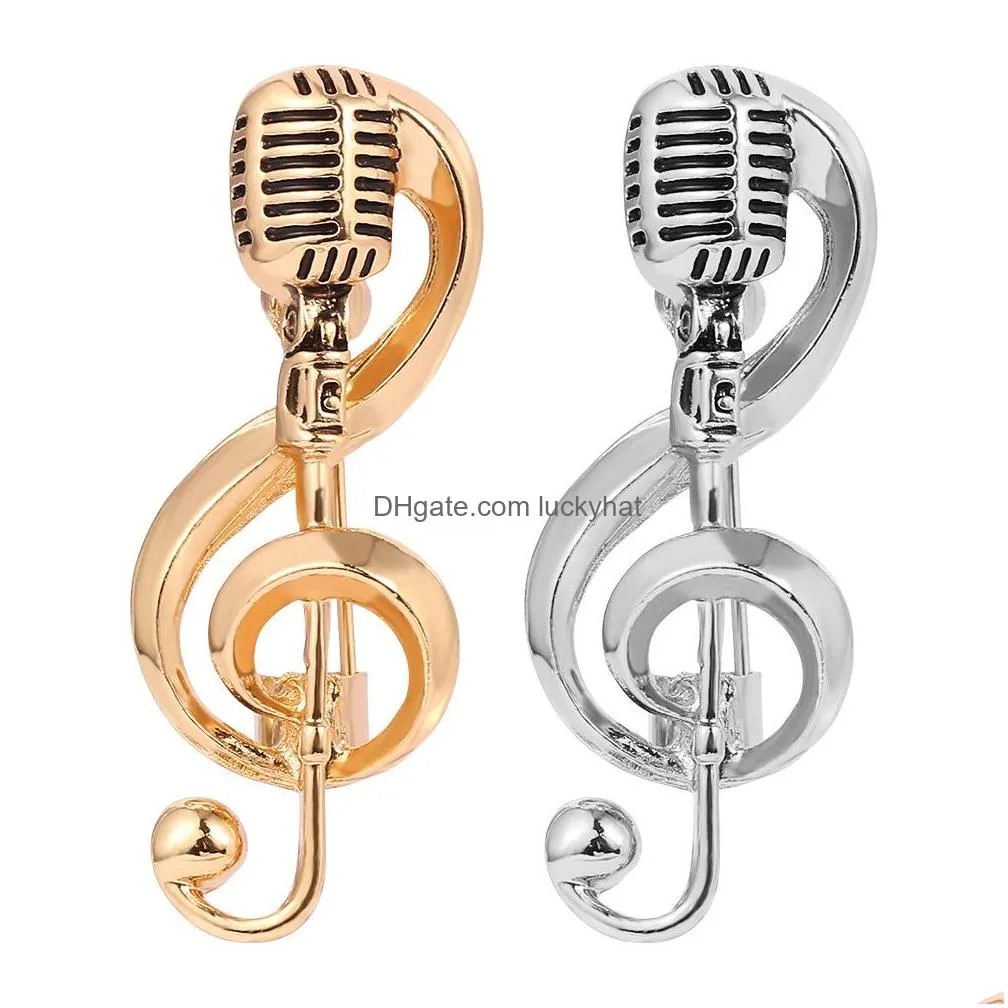 fashion jewelry music microphone shape brooch alloy voice tube brooches