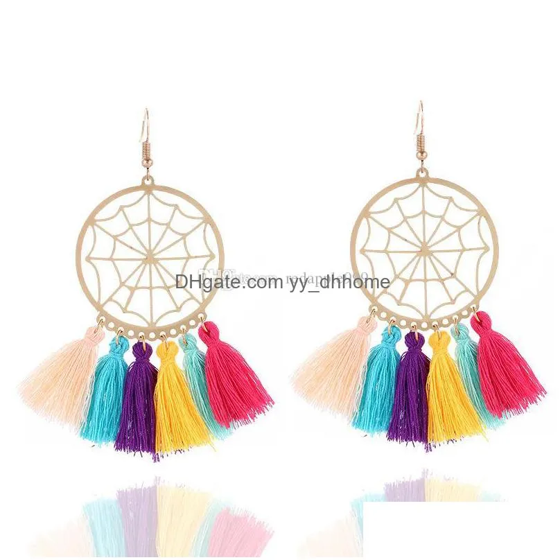 spider web design lace drop earrings bohemian long tassel dangle for women party accessories