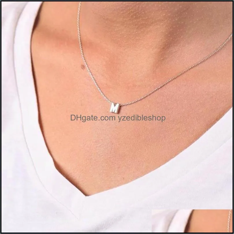 fashion tiny initial necklace gold silver color cut letters single name choker necklaces for women pendant jewelry gift