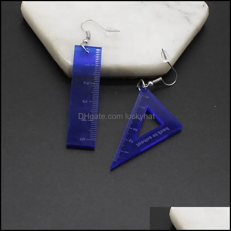 personality transparent ruler acrylic charm for women creative triangle drop dangle earring funny jewelry