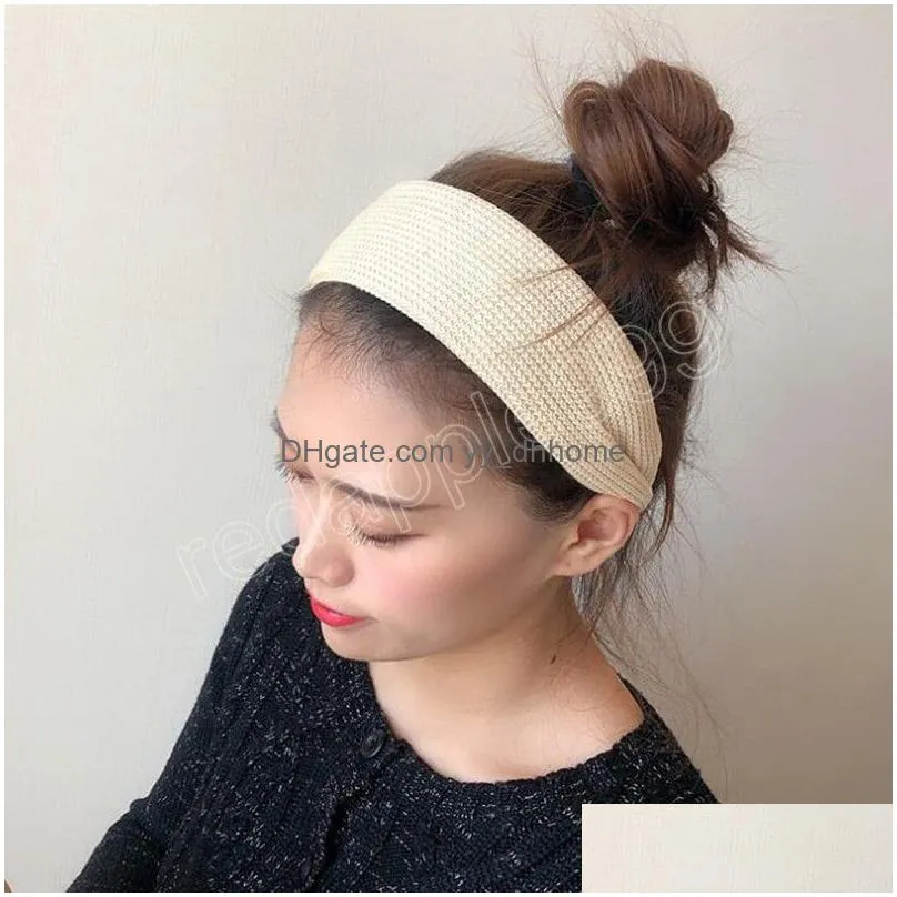 fashion headbands womens hair accessories solid color knitted hairband casual autumn winter headwear