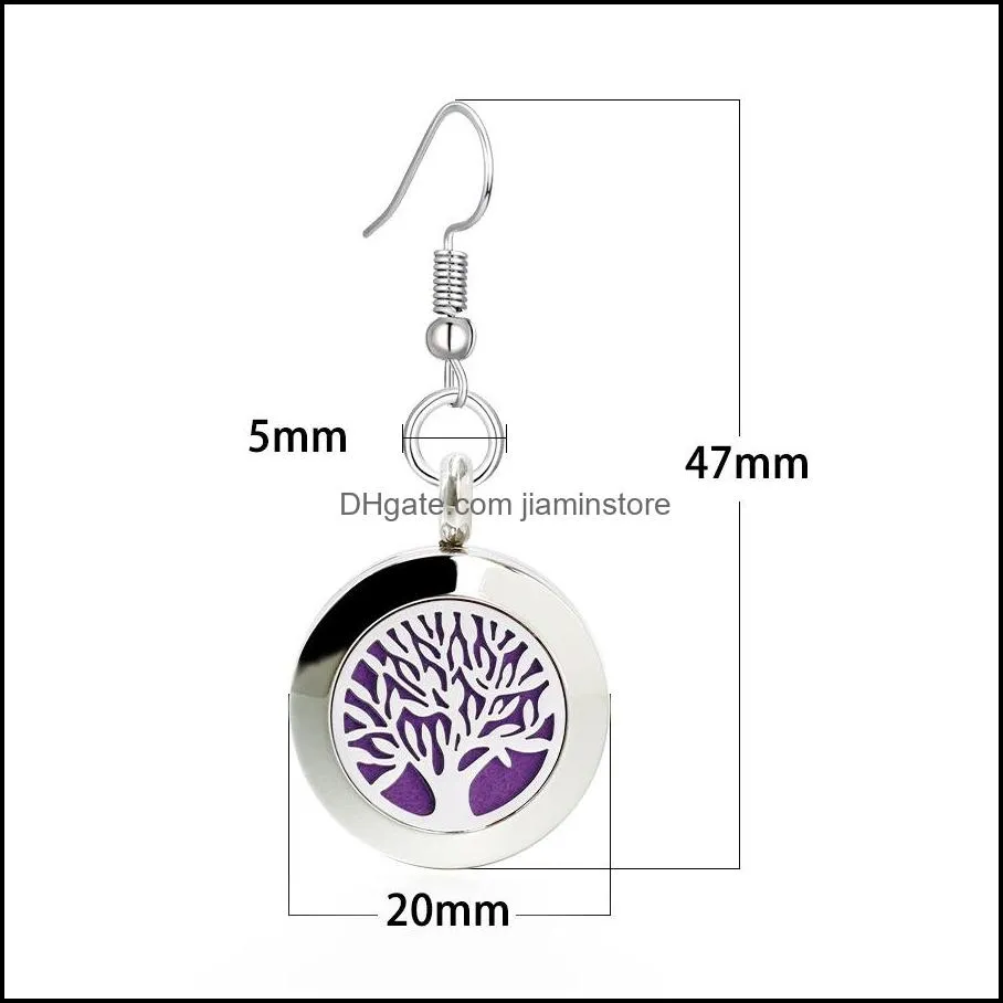 12 styles  oil diffuser stainless steel dangle earrings for magnetic aromatherapy locket drop hypoallergenic earrings jewelry