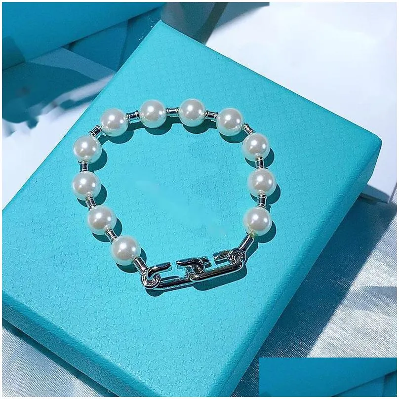 925 silver pearl bracelets strands women simple summer bracelet designer beaded no box