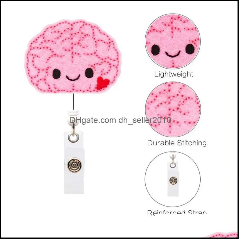 doctors nurse office brain badge reel retractable pull badge id lanyard name tag card badge holder key ring chain clips 75 w2