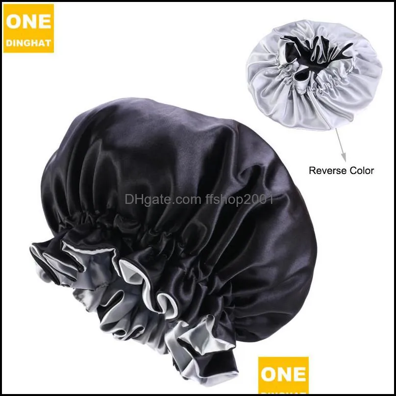  silk night cap hat double side wear women head cover sleep cap satin bonnet for beautiful hair wake up perfect daily sale 879 q2