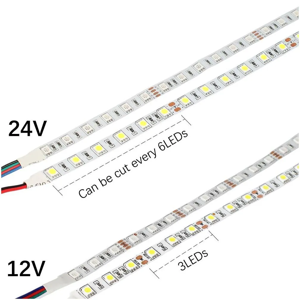 5v 12v 24v led light strip tv backlight waterproof smd 5050 5m warm white rgb led strip light for room bedroom