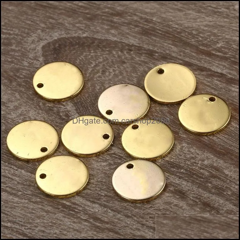 10/20mm stainless steel charms silver gold rose gold color round shape stamping blank tag pendants for making necklace jewelry 513 h1