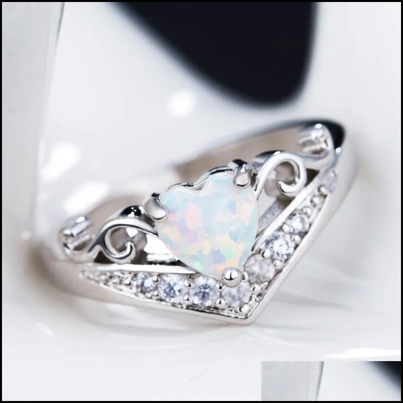  design 1pc heart love ring women heart shape opal ring engagement wedding ring anniversary fashion charm jewelry