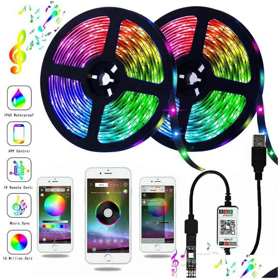 usb led strip light smd 5050 rgb colorful dc5v flexible led light tape ribbon bluetooth waterproof tv background lighting