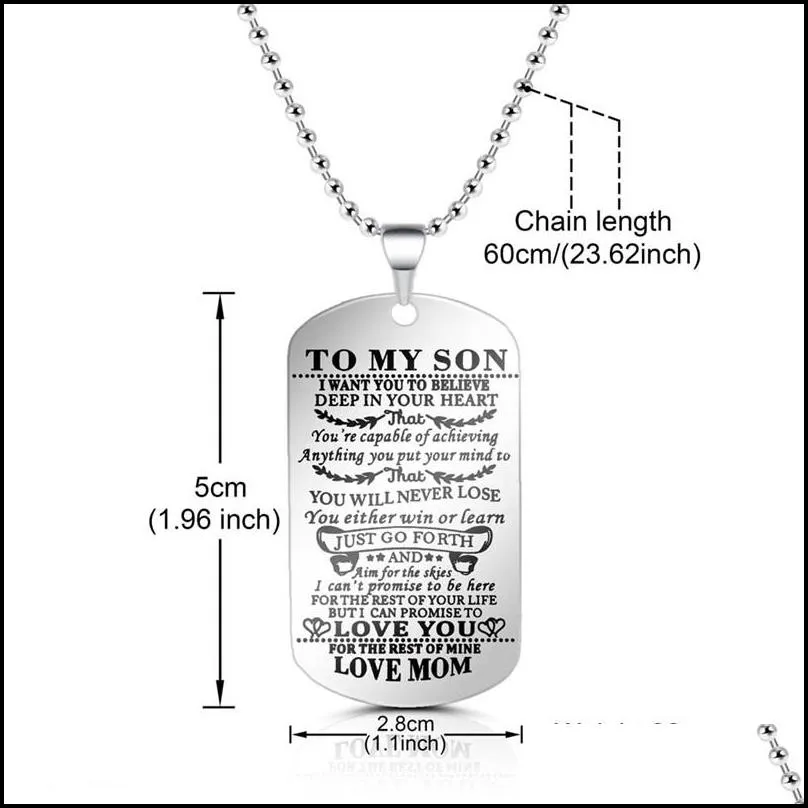 stainless steel family necklace to my son daughter love always remember you are braver dog tag pendant chain charm kids father mother birthday