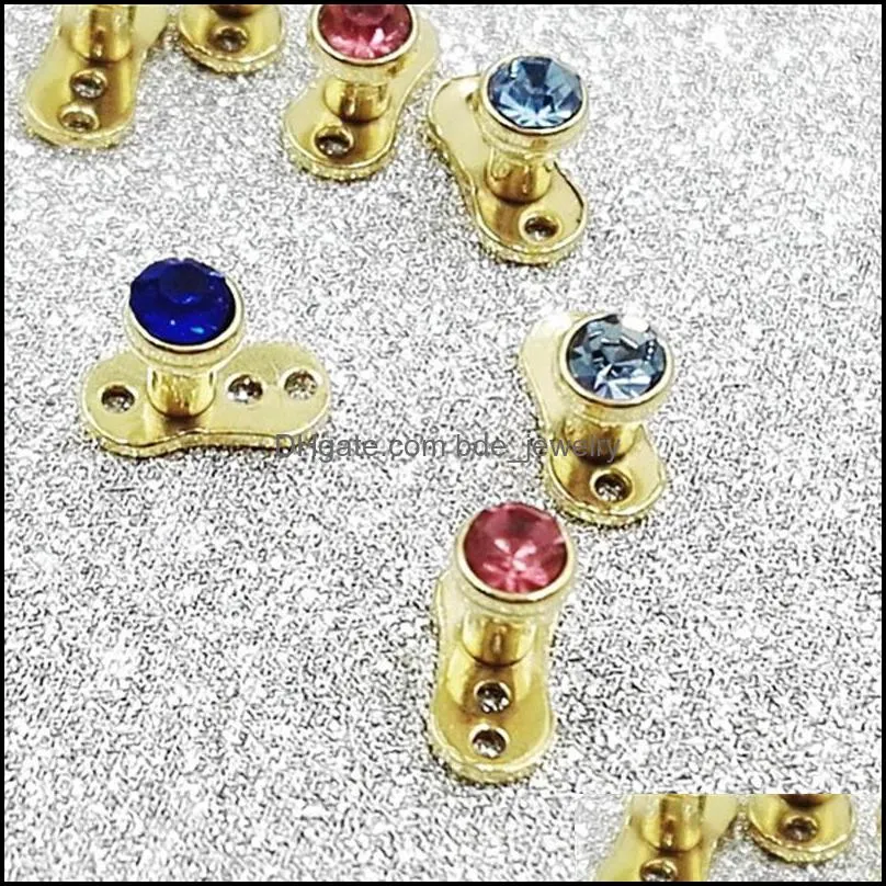 50pcs/lot skin implantation jewelry invisible piercing titanium dermal anchor top gems micro dermal head surfaces 161c3