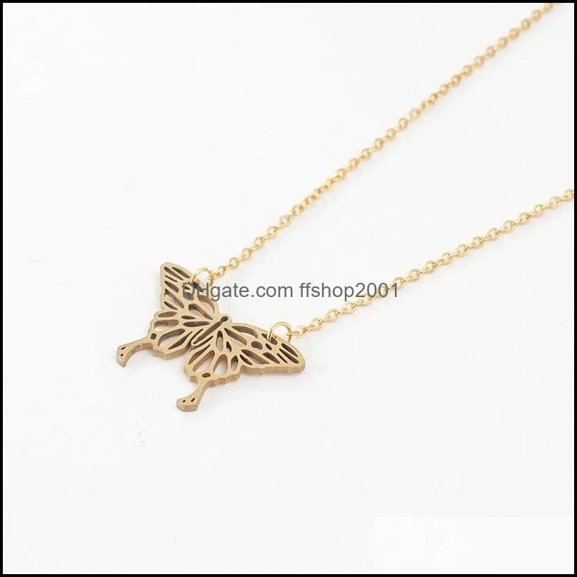 hollow butterfly pendant neckkace gold chains stainless steel butterflies necklaces women fashion jewelry gift 826 q2