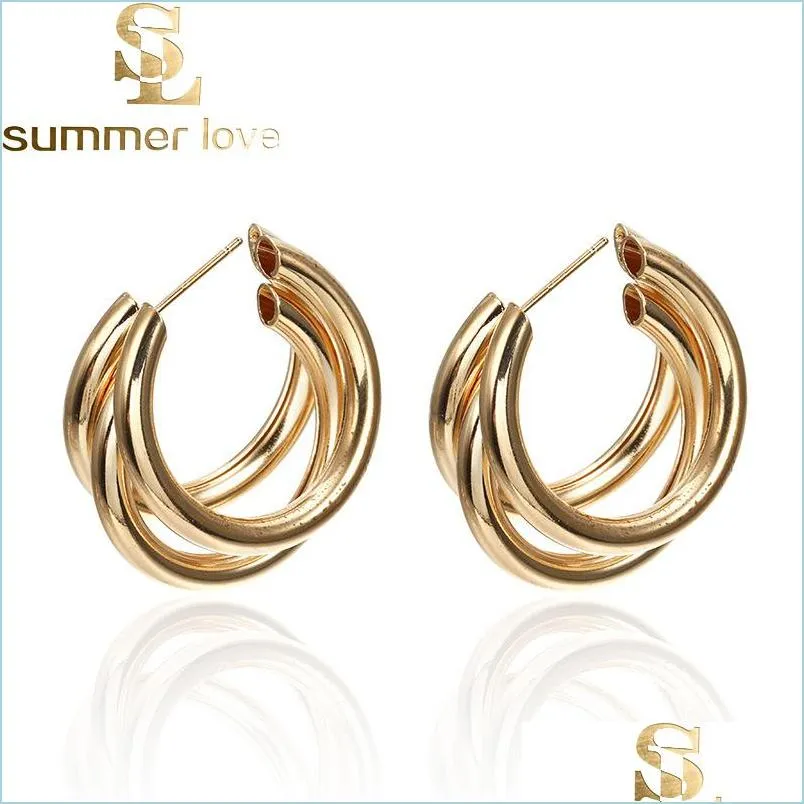  fashion simple metal wind letter round shape hoop earrings for women silver gold cshape earrings wedding bridal jewelry wholesale