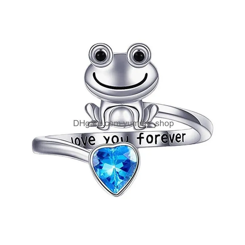 fashion jewelry frog ring crystal opening adjustable animal rings