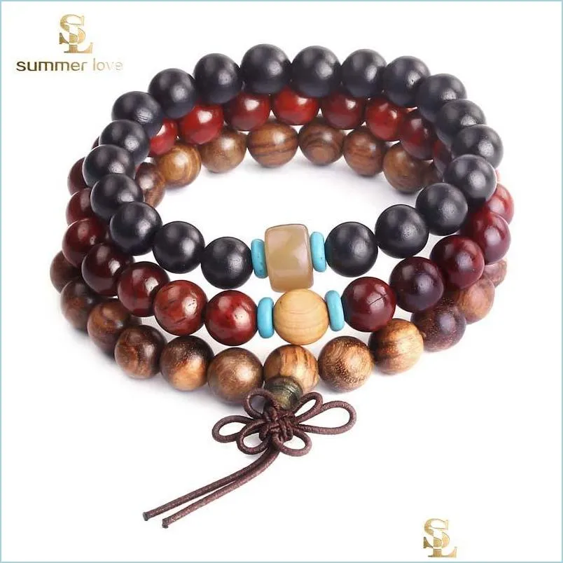 handmade 6mm 8mm wood braided beads bracelet for women men boho ethnic elastic pray bracelet fashion jewelry