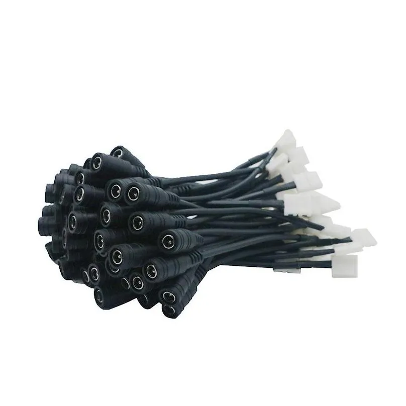 5.5 x 2.1 mm dc female to 2pin 8mm / 10mm led connector for power adapter for 5050 single color led strip