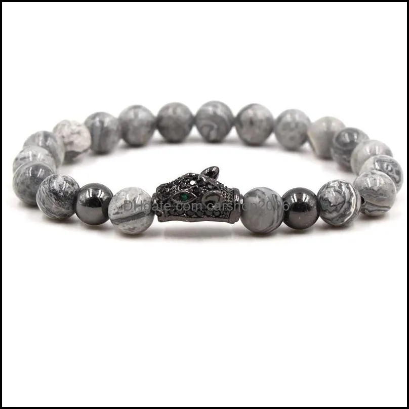 stone bracelet stone anchor cz beads leopard head bracelet zircon bracelets carshop2006