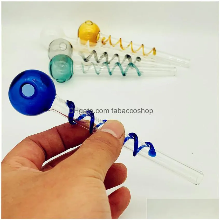 more color 15cm handcraft pyrex hookah glass oil burner pipe mini smoking hand pipes thick glass pipe oil colorful pipe