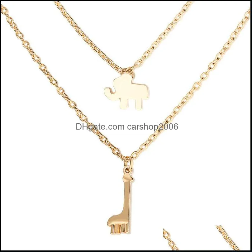 multilayer necklaces elephant necklaces pendants collar women jewelry gift double chain choker necklace carshop2006